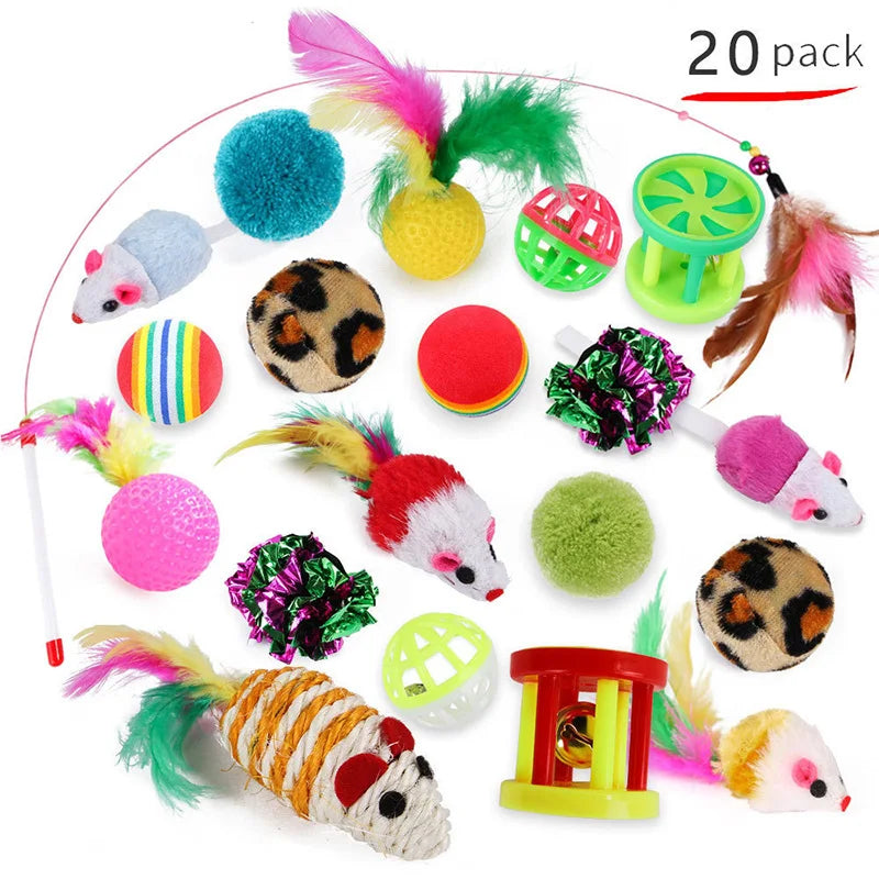 Kitten Toy Variety Pack – Interactive Cat Toy Set with Balls, Wand, Mouse & Bells.