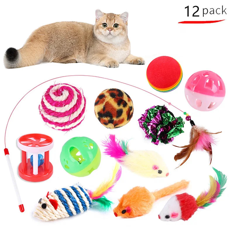 Kitten Toy Variety Pack – Interactive Cat Toy Set with Balls, Wand, Mouse & Bells.